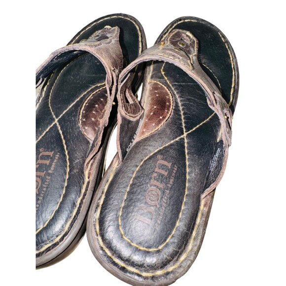 Born Genuine Brown Leather Thong Jesus Sandals 6 Cushioned Comfort Ortho Shoe - Picture 7 of 10